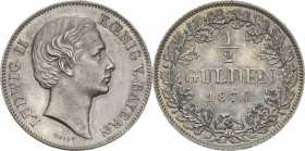 Bayern
Ludwig II. 1864-1886 1/2 Gulden 1870, München AKS 180 Jaeger 102 Prachtexemplar mit feiner Patina. Prägefrisch