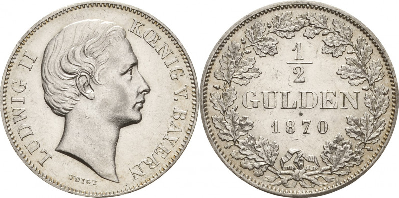 Bayern
Ludwig II. 1864-1886 1/2 Gulden 1870, München AKS 180 Jaeger 102 Prachtv...