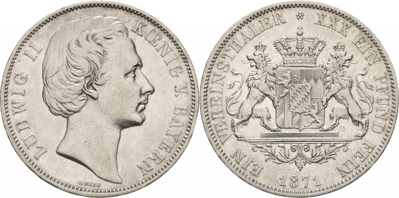 Bayern
Ludwig II. 1864-1886 Taler 1871, München Mit Signatur J. RIES AKS 175 Ja...