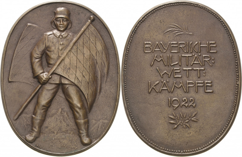 Bayern-Medaillen
 Bronzegussplakette 1922 (unsigniert) Bayerische Militärwettkä...