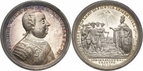 Brandenburg-Preußen
Friedrich Wilhelm I., der Soldatenkönig 1713-1740 Silbermedaille 1732 (P. P. Werner) Aufnahme der Salzburger Emigranten. Brustbil...