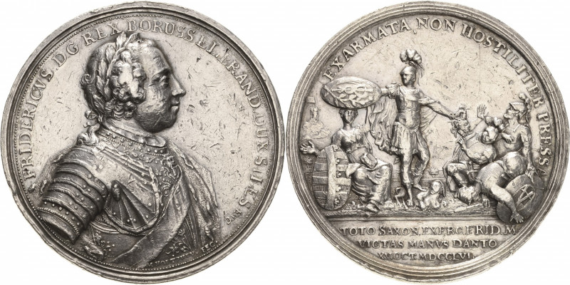 Brandenburg-Preußen
Friedrich II., der Große 1740-1786 Silbermedaille 1756 ( J....