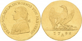 Brandenburg-Preußen
Friedrich Wilhelm III. 1797-1840 Friedrichs d'or 1798, A-Berlin Friedenstyp Olding 207 Jaeger 101 Schlumberger 525 Friedberg 2425...