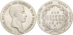 Brandenburg-Preußen
Friedrich Wilhelm III. 1797-1840 Taler 1814, A-Berlin Olding 103 AKS 11 Jaeger 33 Kahnt 362 Davenport 756 Prachtexemplar. Avers l...