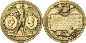 Brandenburg-Preußen
Friedrich Wilhelm III. 1797-1840 Vergoldete Bronzegussmedaille 1828 ( L. Pogliagni / A. Cappuccio) Besuch des deutschen Kaisers W...