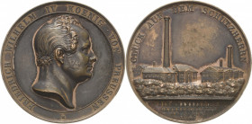 Brandenburg-Preußen
Friedrich Wilhelm IV. 1840-1861 Bronzemedaille 1846 (C. Pfeuffer) Huldigung der Mansfelder Gewerkschaften. Kopf nach rechts / Ans...