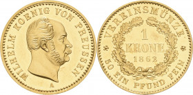 Brandenburg-Preußen
Wilhelm I. 1861-1888 Krone 1862, A-Berlin Auflagenhöhe: nur 5558 Exemplare Olding 434 AKS 93 Jaeger 120 Friedberg 2441 GOLD. 11.1...