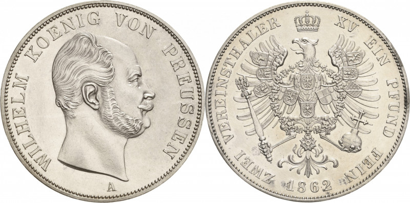 Brandenburg-Preußen
Wilhelm I. 1861-1888 Doppeltaler 1862, A-Berlin Olding 401 ...