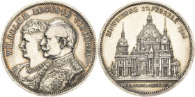 Brandenburg-Preußen
Wilhelm II. 1888-1918 Silbermedaille 1905 (Lauer) Einweihung des Doms zu Berlin. Brustbild des Kaiserpaares nach links / Domansic...