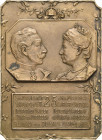 Brandenburg-Preußen
Wilhelm II. 1888-1918 Einseitige Bronzegussplakette 1906. Silberhochzeit von Wilhelm II. und seiner Gattin Auguste Viktoria. Beid...