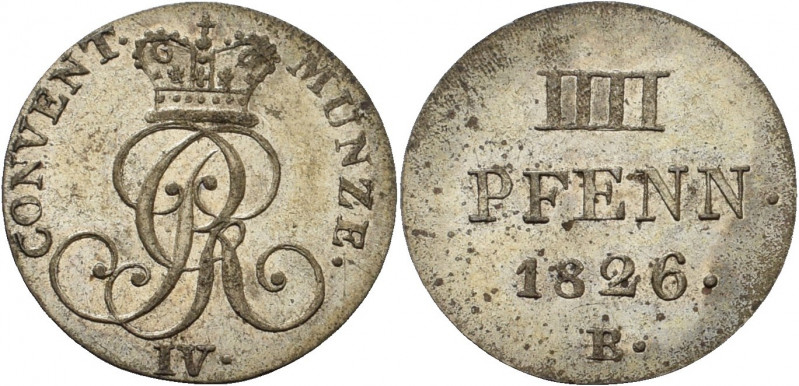 Braunschweig-Calenberg-Hannover
Georg IV. 1820-1830 4 Pfennig 1826, B-Hannover ...