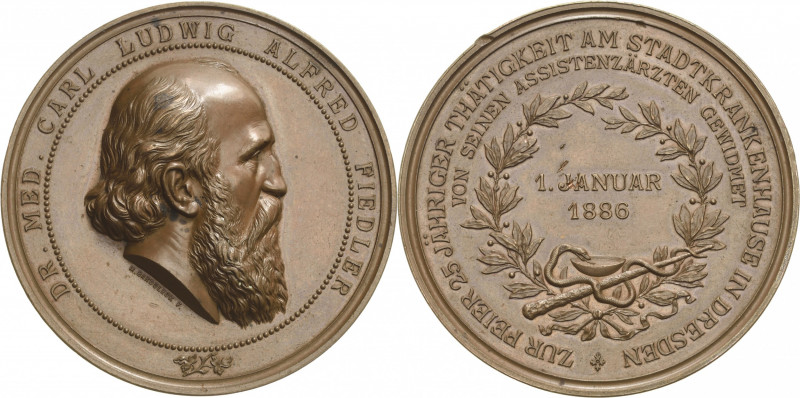 Dresden
 Bronzemedaille 1886 (M. Barduleck) Karl Ludwig Fiedler (1835-1921) - 2...