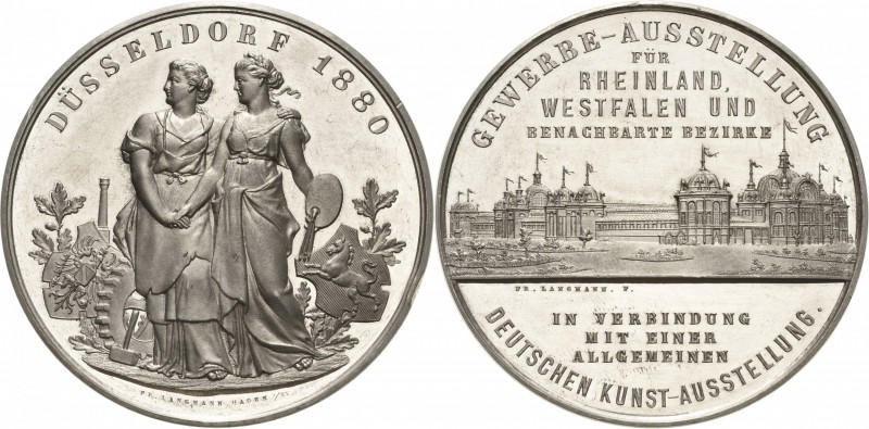 Düsseldorf
 Zinnmedaille 1880 (Langmann) Gewerbeausstellung für Rheinland und W...