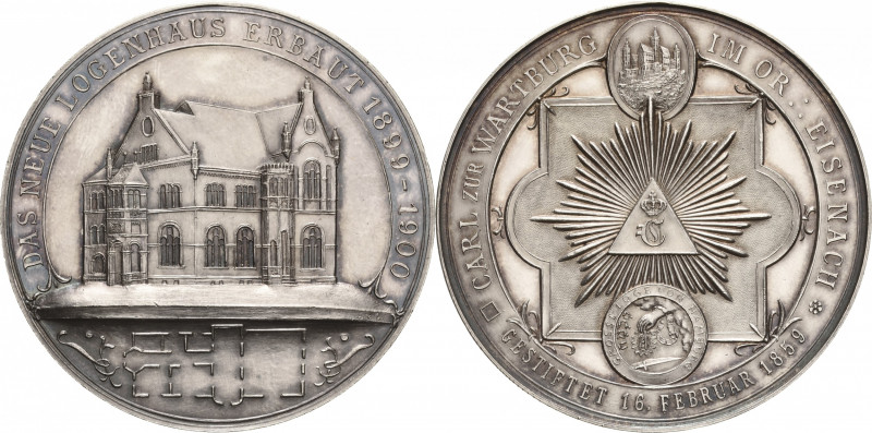 Eisenach
 Silbermedaille 1900 (J.v.L.) Bau des Logenhauses in Eisenach. Ansicht...