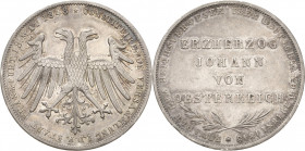 Frankfurt am Main
 Doppelgulden 1848. Erzherzog Johann von Österreich AKS 39 Jaeger 46 Kahnt 176 Davenport 644 Vorzüglich/sehr schön-vorzüglich