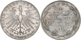 Frankfurt am Main
 Doppelgulden 1849. 100. Geburtstag von Goethe AKS 41 Jaeger 48 Kahnt 178 Davenport 646 Winz. Kratzer, vorzüglich-Stempelglanz/fast...