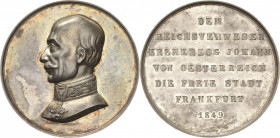 Frankfurt am Main
 Silbermedaille 1849 (G. Zollmann) Auf den Reichsverweser Erzherzog Johann von Österreich. Brustbild nach links / 7 Zeilen Schrift....