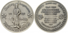 Freiberg
 Silbermedaille 1991 (Schmalfuss) 450 Jahre Sächsisches Oberbergamt Freiberg. 9 Zeilen Schrift zwischen 2 Wappen im Lorbeer-Eichenkranz / Ob...