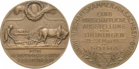 Gotha
 Bronzemedaille 1922 (unsigniert) Für hervorragende Leistungen bei der landwirtschaftlichen Ausstellung für Thüringen in Gotha - verliehen von ...