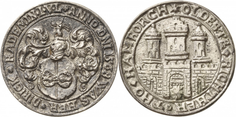Hamburg
 Versilberter Galvano des Scharfrichterpfennigs 1568 (19. Jhd.) Dirick ...
