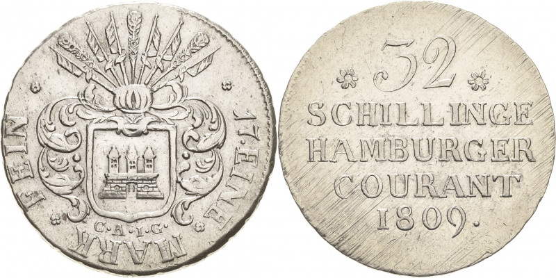 Hamburg
 32 Schilling 1809, CAIG-C.A.J. Ginquembre AKS 14 Jaeger 39 b Gaedechen...