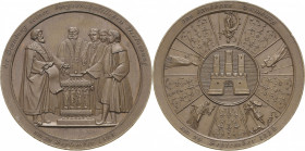 Hamburg
 Bronzemedaille 1828 (unsigniert) 300-Jahrfeier der bürgerschaftlichen Verfassung. Hamburger Stadtwappen, herum 5 Abschnitte mit den Wappen d...