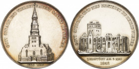 Hamburg
 Silbermedaille 1842 (M. H. Wilkens, Bremen) Auf den großen Brand vom 5- bus zum 8. Mai. Ansicht der St. Nikolaikirche vor dem Brand / Ansich...