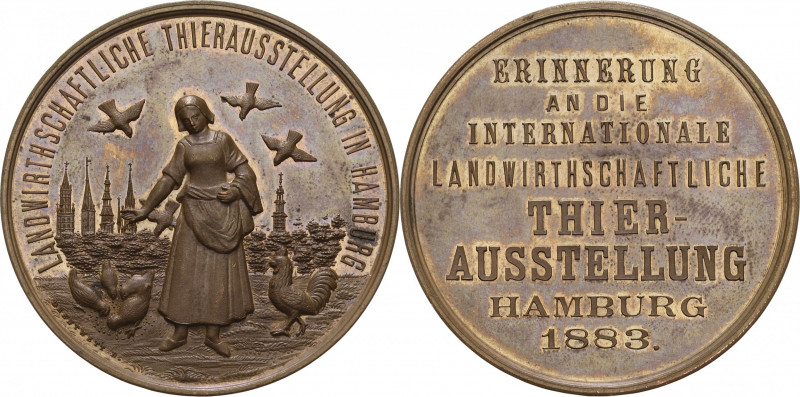 Hamburg
 Bronzemedaille 1883 (Drentwett) Internationale Tierausstellung. Fütter...