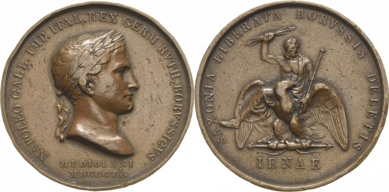 Jena
 Bronzemedaille 1806 (Manfredini) Schlacht bei Jena. Belorbeertes Brustbil...