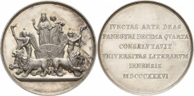 Jena
 Silbermedaille 1836 (A. Facius) 14. Versammlung deutscher Naturforscher und Ärzte in Jena. Cybele und Hygeia in Löwenquadriga, daneben je ein E...