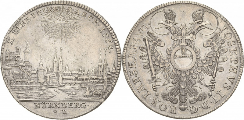 Nürnberg
 Taler 1768, SR-Nürnberg Mit Titel Joseph II. Stadtansicht. Mit Laubra...