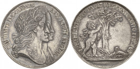 Pfalz-Neuburg
Maria Anna von der Pfalz 1667-1740 Silbermedaille o.J. (1689) (Roettiers) Auf ihre Vermählung mit Karl II. von Spanien. Beider Brustbil...