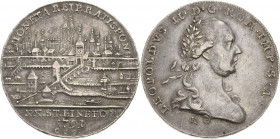 Regensburg-Stadt
 1/2 Taler 1791. Stadtansicht. Mit Titel und Porträt Leopold II Beckenbauer 7209 Fast vorzüglich
