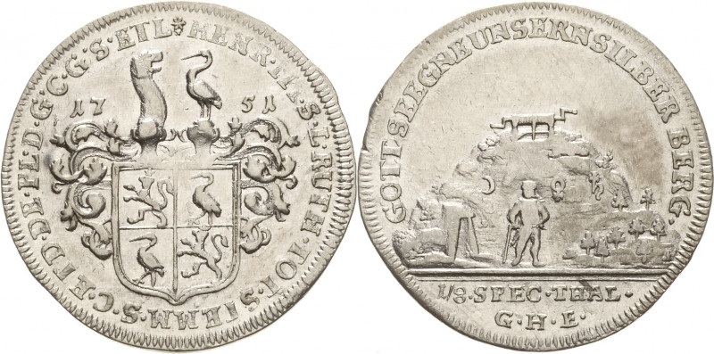 Reuss-Ältere Linie - Untergreiz
Heinrich III. 1733-1768 1/8 Taler 1751, GHE-Saa...