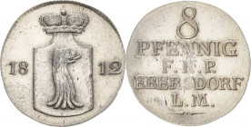 Reuss-Jüngere Linie - Lobenstein-Ebersdorf
Heinrich LI. 1779-1822 8 Pfennig 1812, Saalfeld AKS 50 Jaeger 96 Schmidt und Knab 608 Seltenes und prachtv...