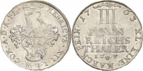 Reuss-Jüngere Linie - Schleiz
Heinrich XII. 1744-1784 1/3 Taler 1763, ICE-Saalfeld Schmidt und Knab 524 Jaeger 114 Leichte Prägeschwäche, vorzüglich...