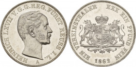 Reuss-Jüngere Linie - Schleiz
Heinrich LXVII. 1854-1867 Taler 1862, A-Berlin AKS 36 Jaeger 133 Kahnt 408 Davenport 802 Schmidt und Knab 564 Prachtvol...