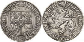 Schlesien-Breslau, Stadt
 Taler 1544. Mit Bibelzitat (Offenbahrung 5:5): ECCE VICIT LEO DE TRIBV IVDA (= Siehe da, es hat gesiegt der Löwe vom Stamm ...