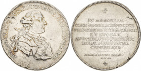 Schwarzburg-Rudolstadt
Ludwig Günther II. 1767-1790 Taler 1780, ICK-Saalfeld Auf die zweite Vermählung seines Sohnes, Erbprinz Friedrich Karl, mit Au...