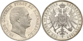 Schwarzburg-Rudolstadt
Friedrich Günther 1807-1867 Taler 1864, München 50-jähriges Regierungsjubiläum AKS 31 Jaeger 55 Kahnt 536 Davenport 917 Pracht...