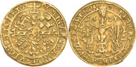 Schwarzburg-Sondershausen
Gemeinschaftliche Prägungen 1601-1623 Goldgulden 1613, WA-Saalfeld Münzmeister Wolf Albrecht. Die drei Helme von Arnstadt, ...