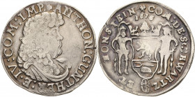 Schwarzburg-Sondershausen
Anton Günther II. 1666-1716 2/3 Taler 1676, gekreuzte Zainhaken-Keula Ohne Mzz. H-N im Revers Bethe 922 Fischer 370 b Daven...