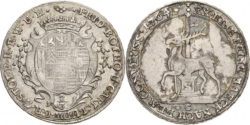 Stolberg-Stolberg
Friedrich Botho und Karl Ludwig 1761-1768 2/3 Taler 1764, C-S...