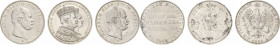 Brandenburg-Preußen-Herrscherlots
Wilhelm I. 1861-1888 Lot-3 Stück. Ausbeutetaler 1862 A, Taler 1862 A. Krönungstaler 1861 Leicht korrodiert, fast vo...