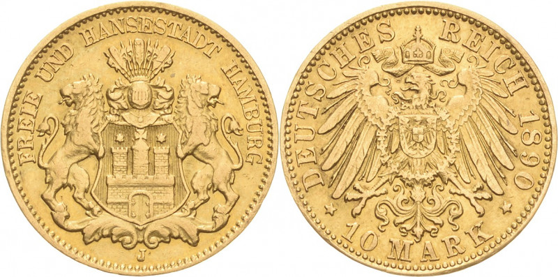 Hamburg
 10 Mark 1890 J Jaeger 211 Sehr schön+