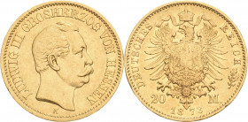 Hessen
Ludwig III. 1848-1877 20 Mark 1873 H Jaeger 214 Kl. Randfehler, sehr schön-vorzüglich