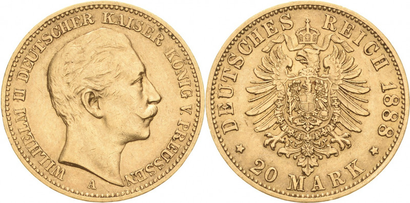 Preußen
Wilhelm II. 1888-1918 20 Mark 1888 A Jaeger 250 Sehr schön/sehr schön-v...