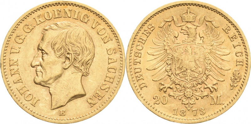 Sachsen
Johann 1854-1873 20 Mark 1873 E Jaeger 259 Sehr schön-vorzüglich