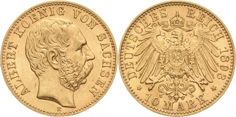 Sachsen
Albert 1873-1902 10 Mark 1893 E Jaeger 263 Kl. Kratzer, vorzüglich-Stem...
