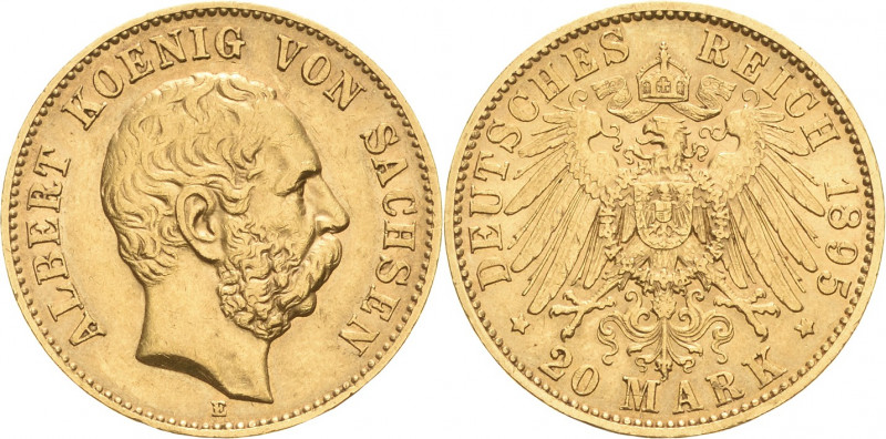 Sachsen
Albert 1873-1902 20 Mark 1895 E Jaeger 264 Sehr schön-vorzüglich